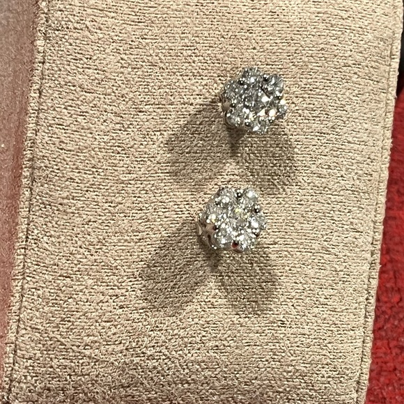 SAKS FIFTH AVE NIB AUTHENTIC LUXURY COLORLESS DIAMONDS/18K WHITE GOLD EARRINGS - Picture 8 of 15